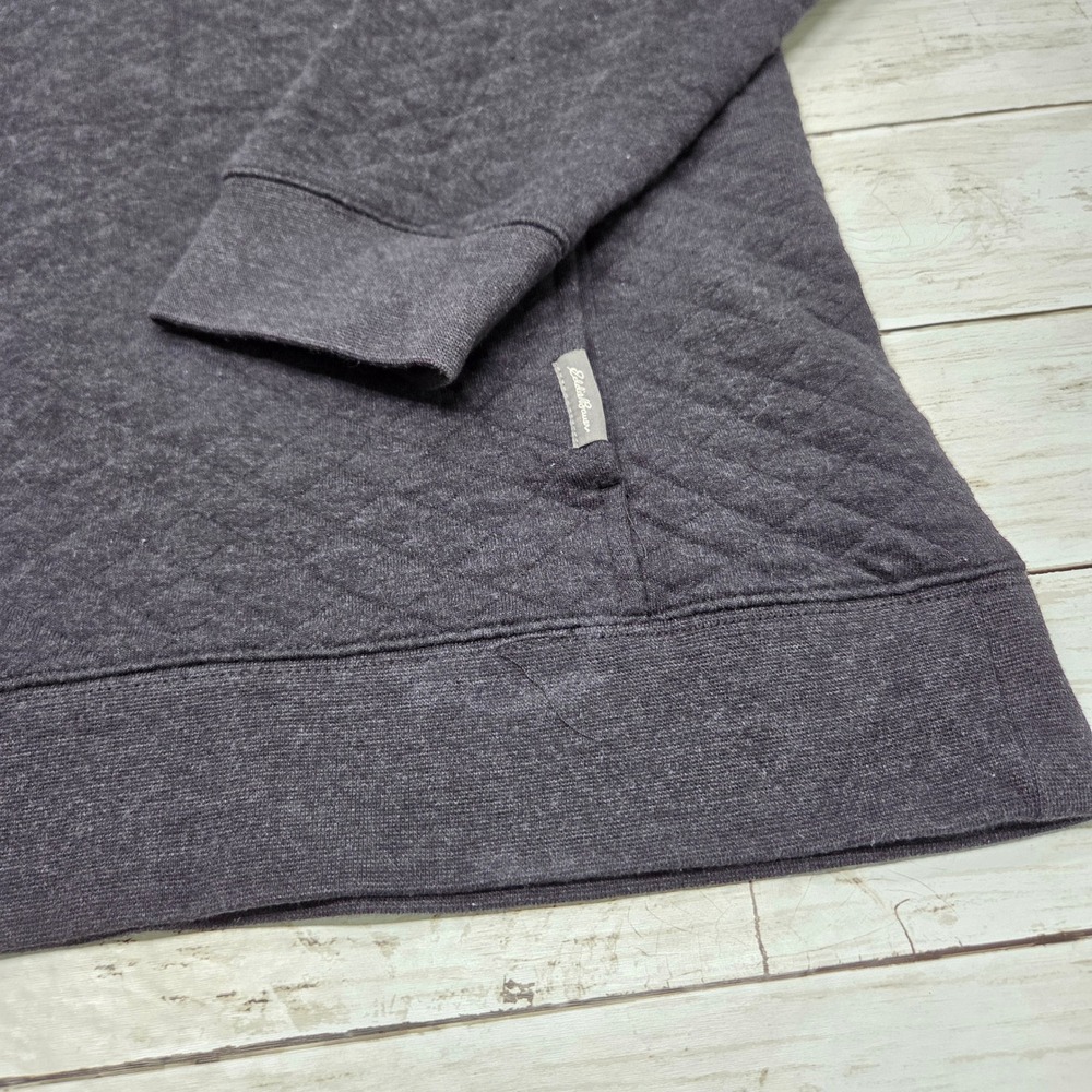 Eddie Bauer Quilted Mock Neck Pullover Mens XXL Gray Snap Button Sweatshirt - Picture 2 of 9